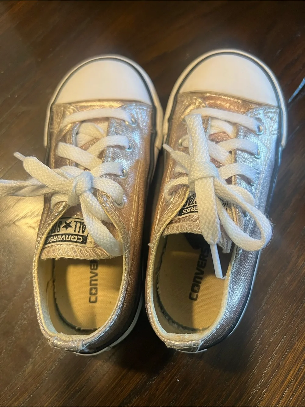 Converse Kids Metallic Rose Gold Low-Top Sneakers